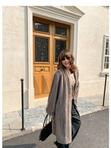 V-Neck Pullup Sleeve Fur Coat - Cement