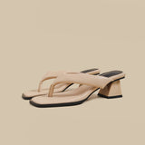 Minimal Thong Heel Sandals (Nude)