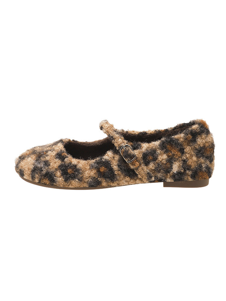 Wool-Blend Mary Jane Flats