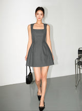 Structured Sleeveless Mini Dress - Gray
