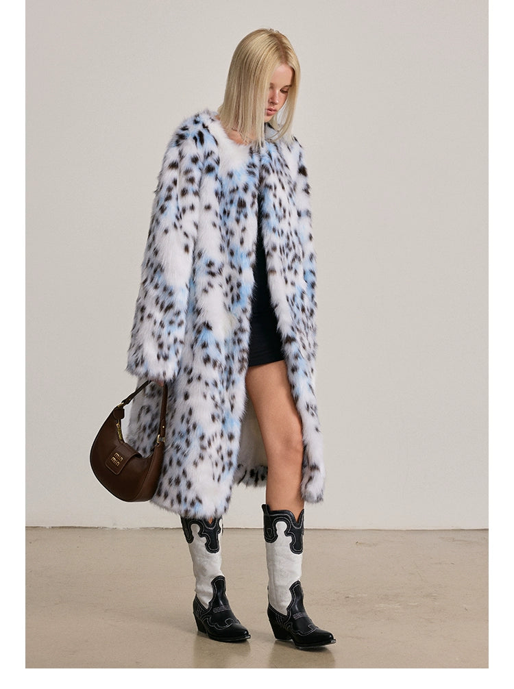 Blue Leopard Fur Coat