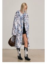 Blue Leopard Fur Coat