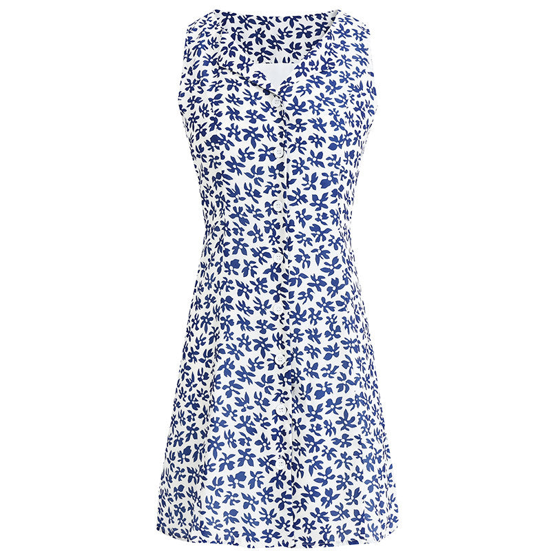 Blue Floral Halter Mini
