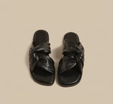 Twist Strap Flat Sandals (Black)