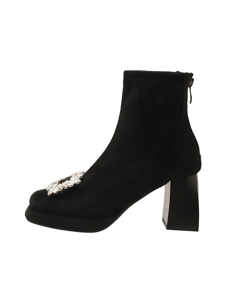 Rhinestone Velvet Boots
