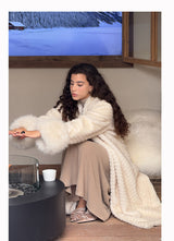Plush Sleeves Fur Coat - Long