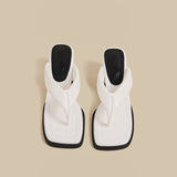 Minimal Thong Heel Sandals (White)