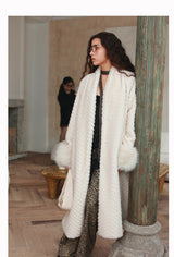 Plush Sleeves Fur Coat - Long