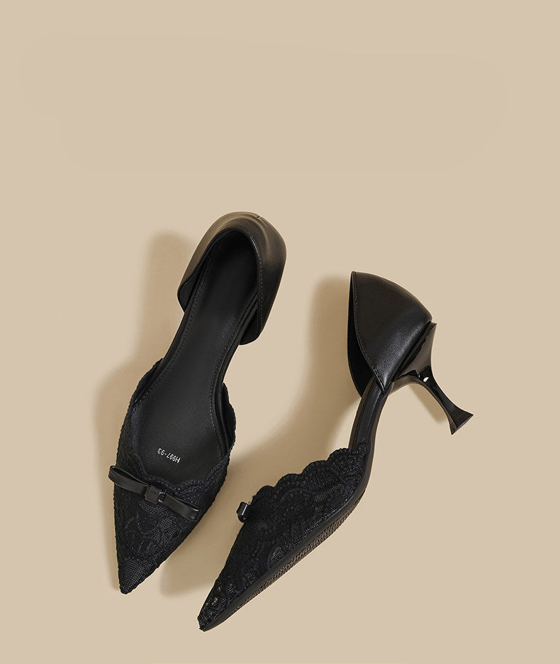 Lace Bow DOrsay Heels