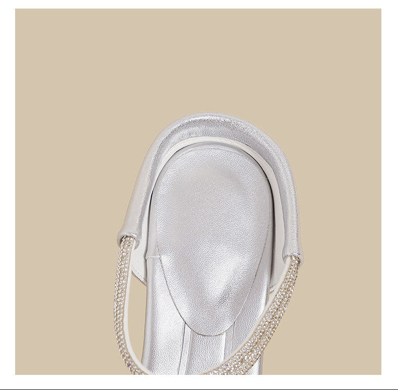 Crystal Strap Mid-Heel Sandals