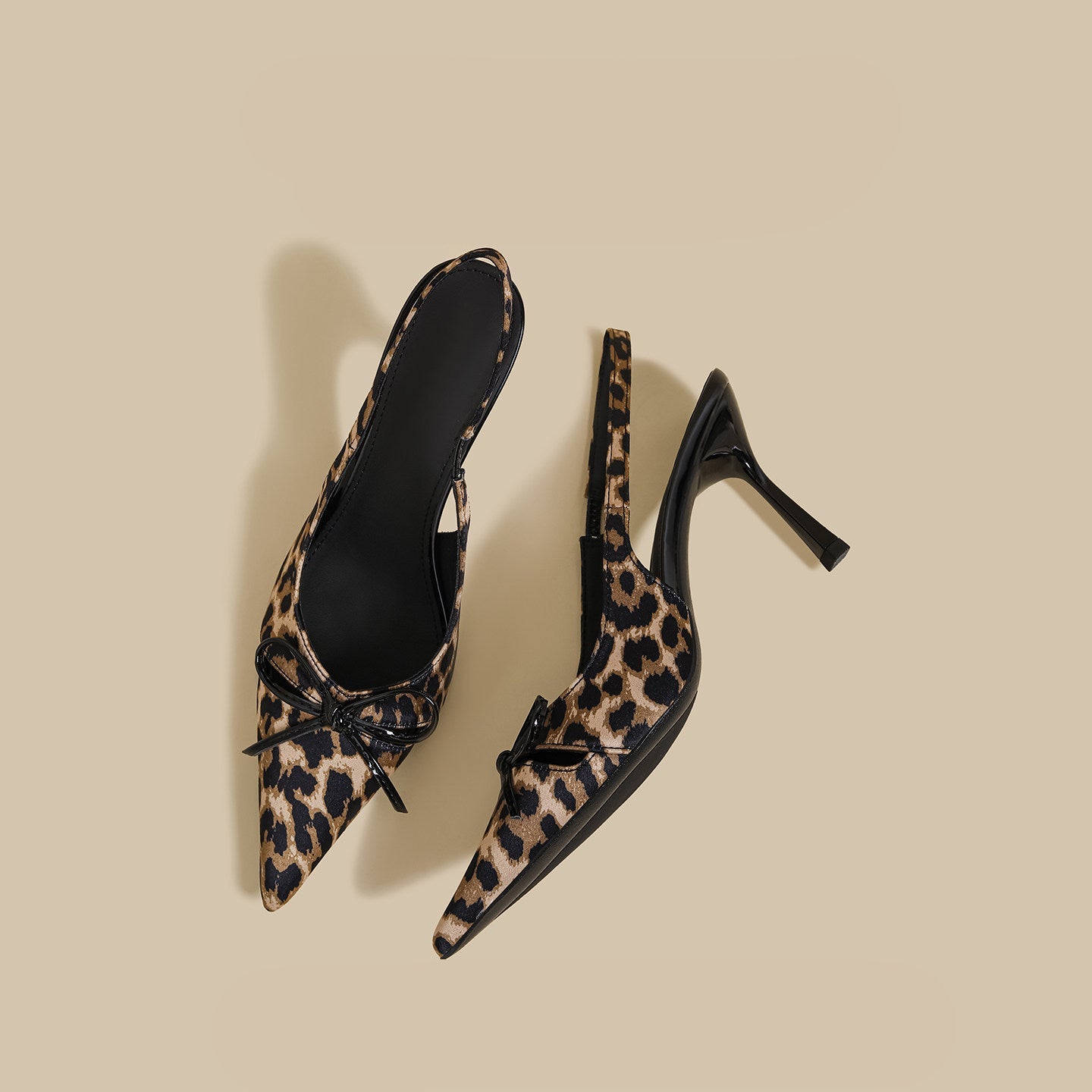 Leopard Bow Slingback Heels