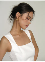 Structured Sleeveless Mini Dress - White