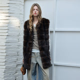 Fur Mid-Length Vest - Umber
