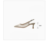 Crystal Mesh Pointed Slingback Heels