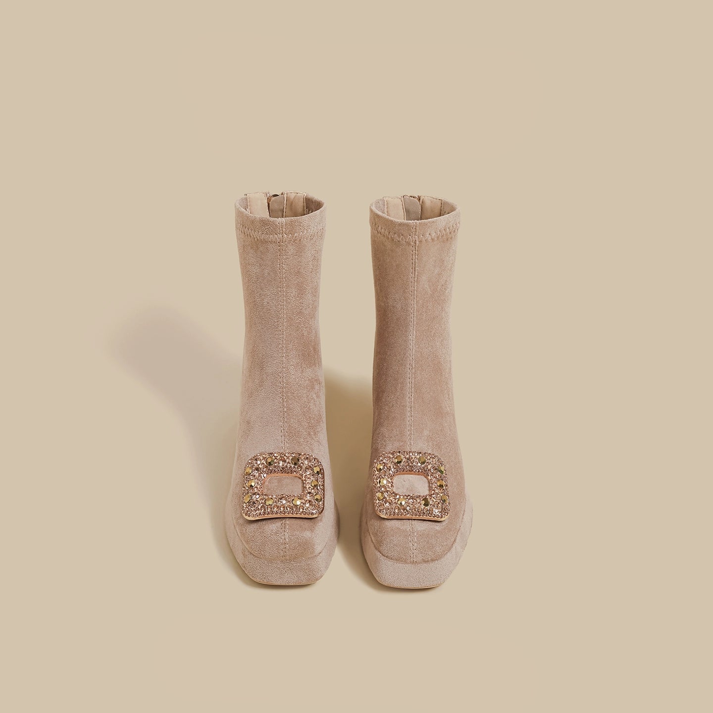 Rhinestone Square-Toe Boots