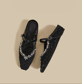 Crystal Mesh Mary Janes (Black)