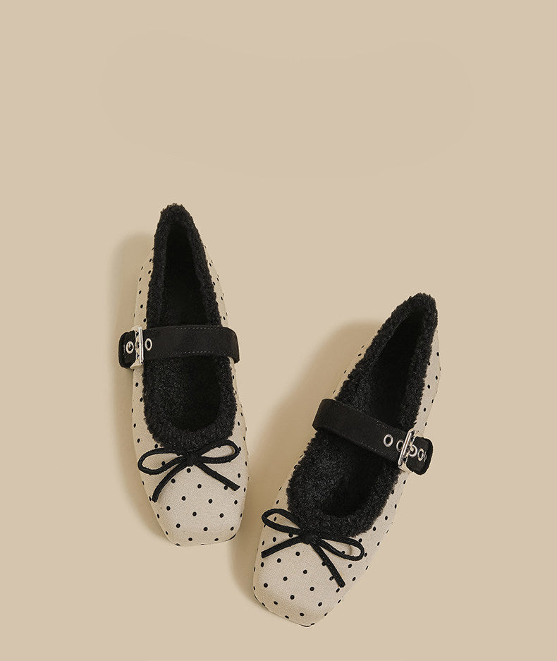 Faux-Fur Mary Jane Flats