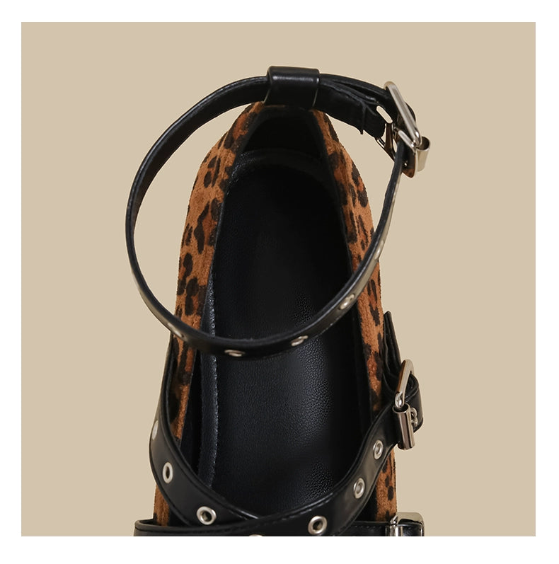 Leopard Strap Mary Jane Flats