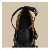 Leopard Strap Mary Jane Flats