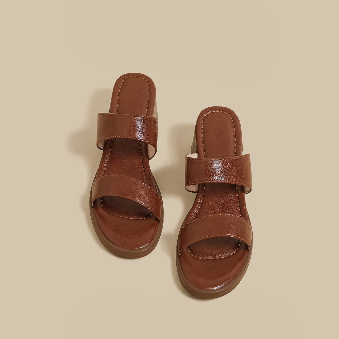 Double Strap Low Heel (Brown)
