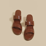 Double Strap Low Heel (Brown)