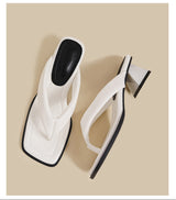 Minimal Thong Heel Sandals (White)