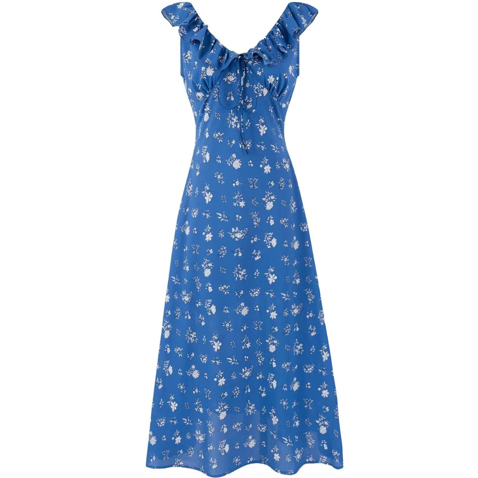 Azure Bloom Midi Dress