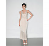 Smooth Ruched Slip Dress - Champagne