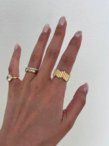 Ribbed Crystal Ring