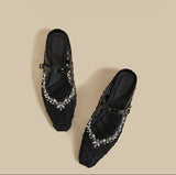 Crystal Mesh Mary Janes (Black)