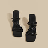 Wrap Strap Heel Sandals (Black)