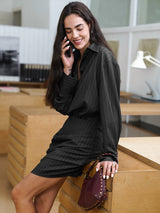 Stripe Suit Shirt Dress