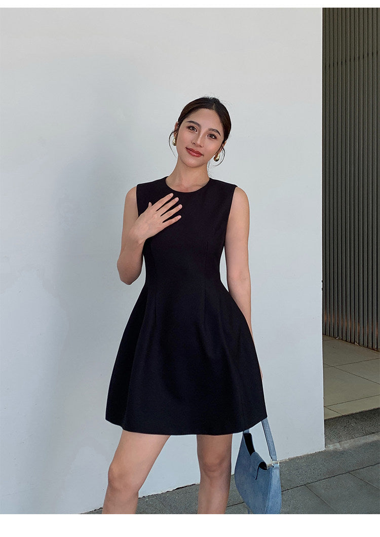 Structured Flare Mini Dress - Black