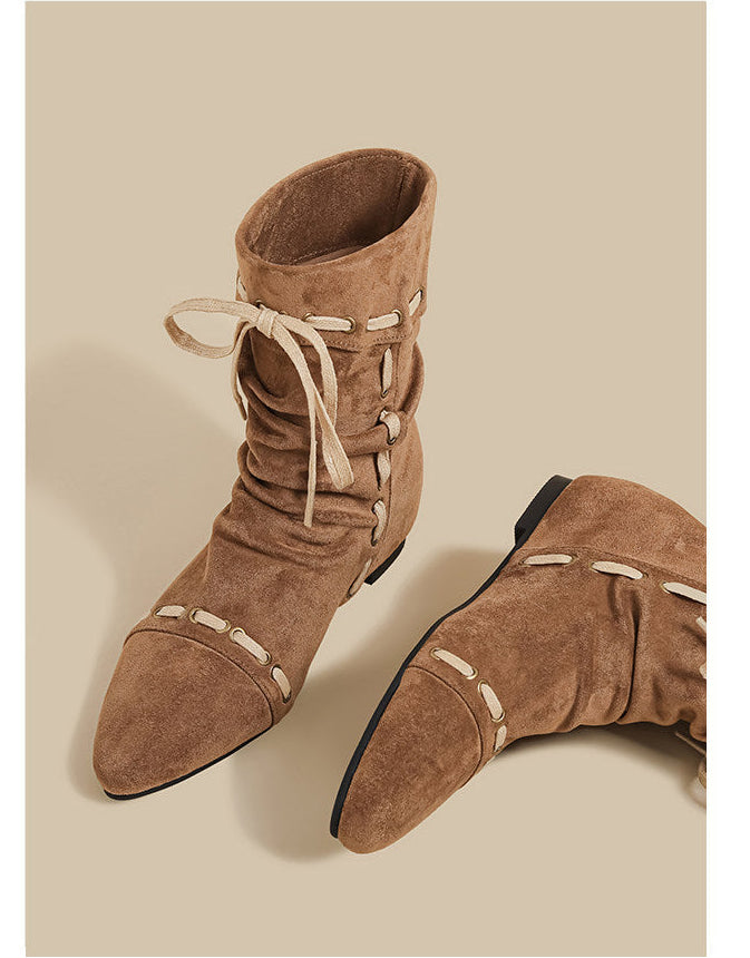 Lace-Trim Ankle Boots