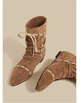 Lace-Trim Ankle Boots