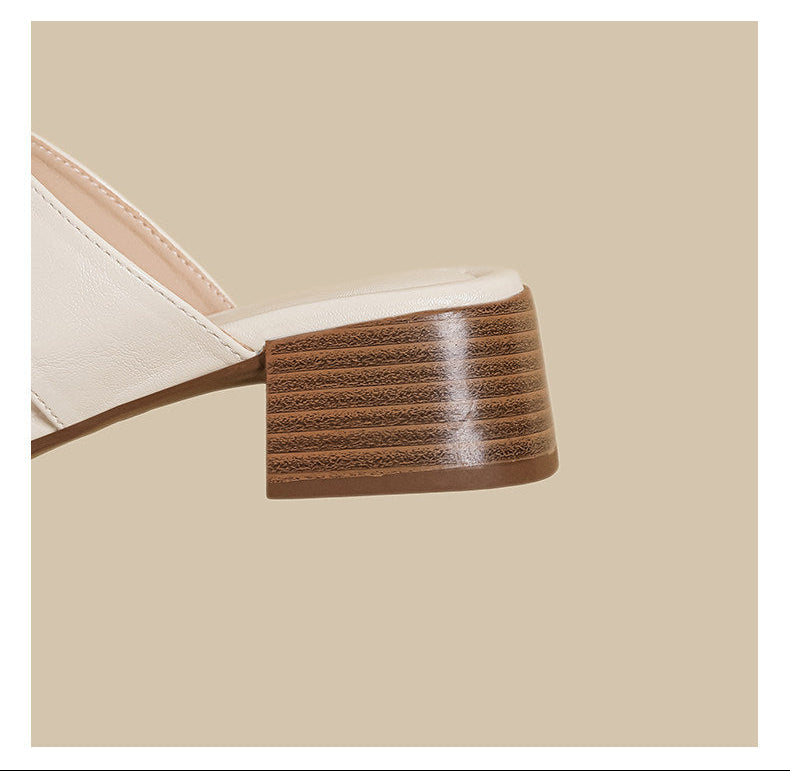 Double Strap Low Heel (Cream)