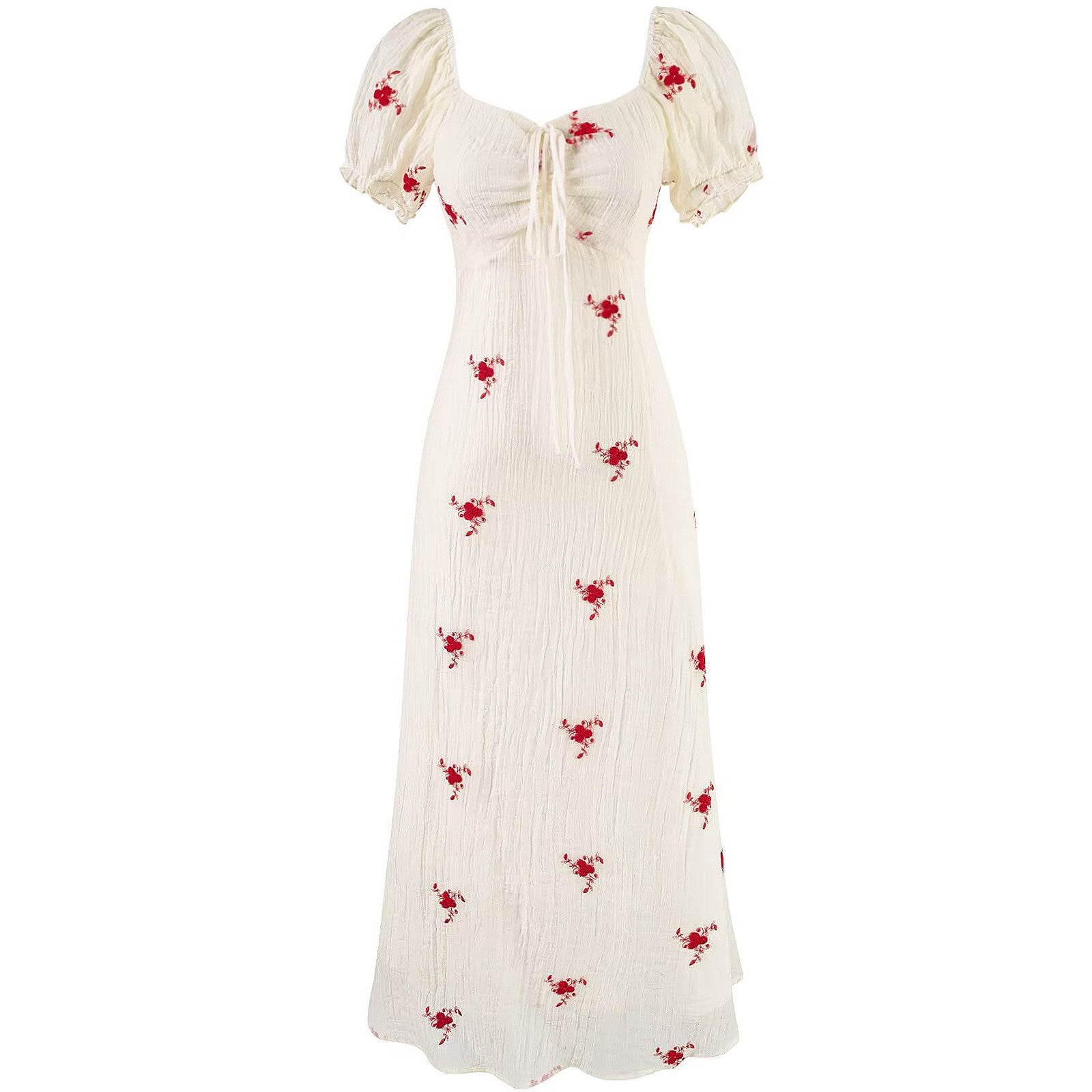 Rose Puff Midi Dress