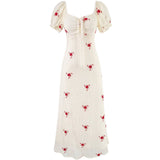 Rose Puff Midi Dress