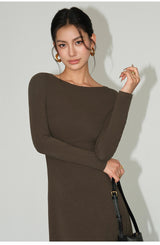 Off-Shoulder Knit Maxi Dress