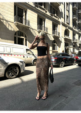 Leopard Low-Rise Long Skirt