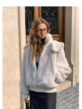 Hooded Cropped Fur Jacket