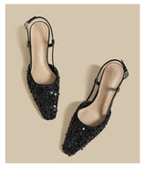 Sequin Pointed Slingback Heels