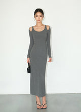 Cutout Shoulder Knit Dress