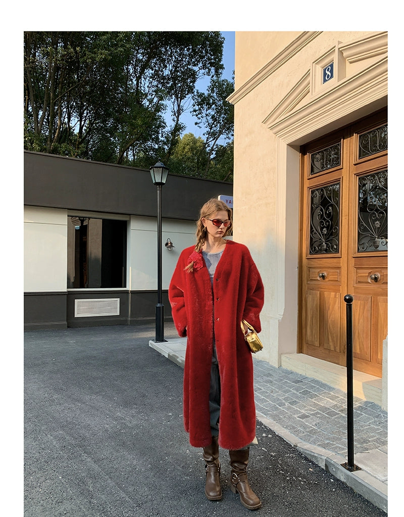 Long Red Fur Coat