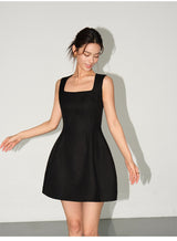 Structured Sleeveless Mini Dress - Black