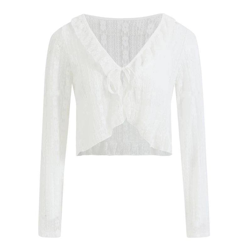 Sheer Lace Tie Cardigan
