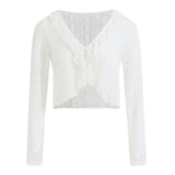 Sheer Lace Tie Cardigan