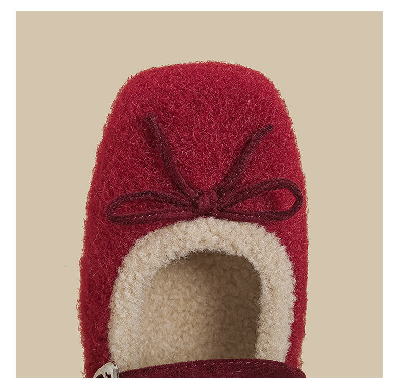 Faux-Fur Mary Jane Flats