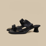 Double Strap Curve Sandals (Black)