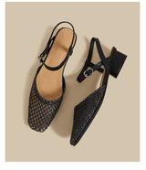 Woven Slingback Flats (Black)